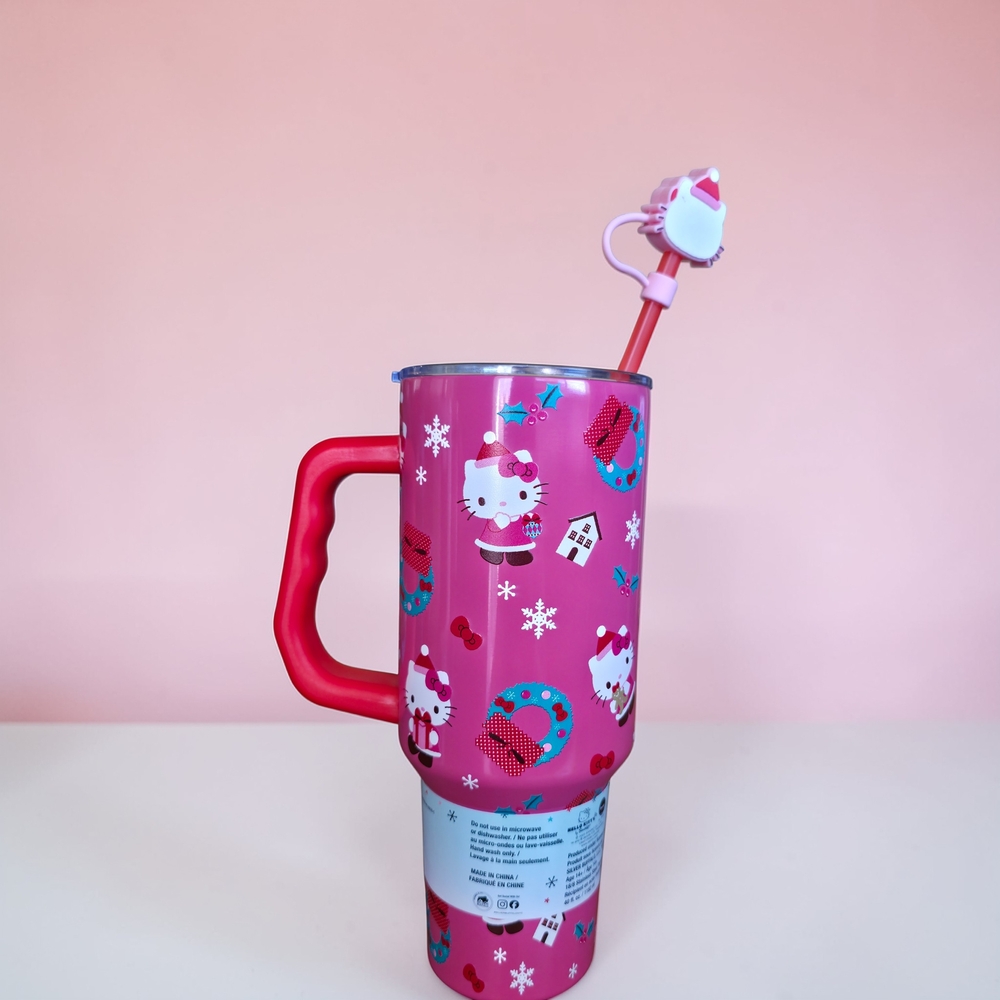 NWT Hello Kitty Christmas 40oz Stainless Steel Holiday Tumbler With Straw - Picture 3 of 4